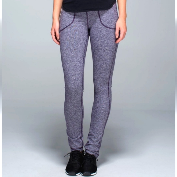 Lululemon "Skinny Will" drawstring leggings in heathered purple, size 6. - Picture 3 of 14